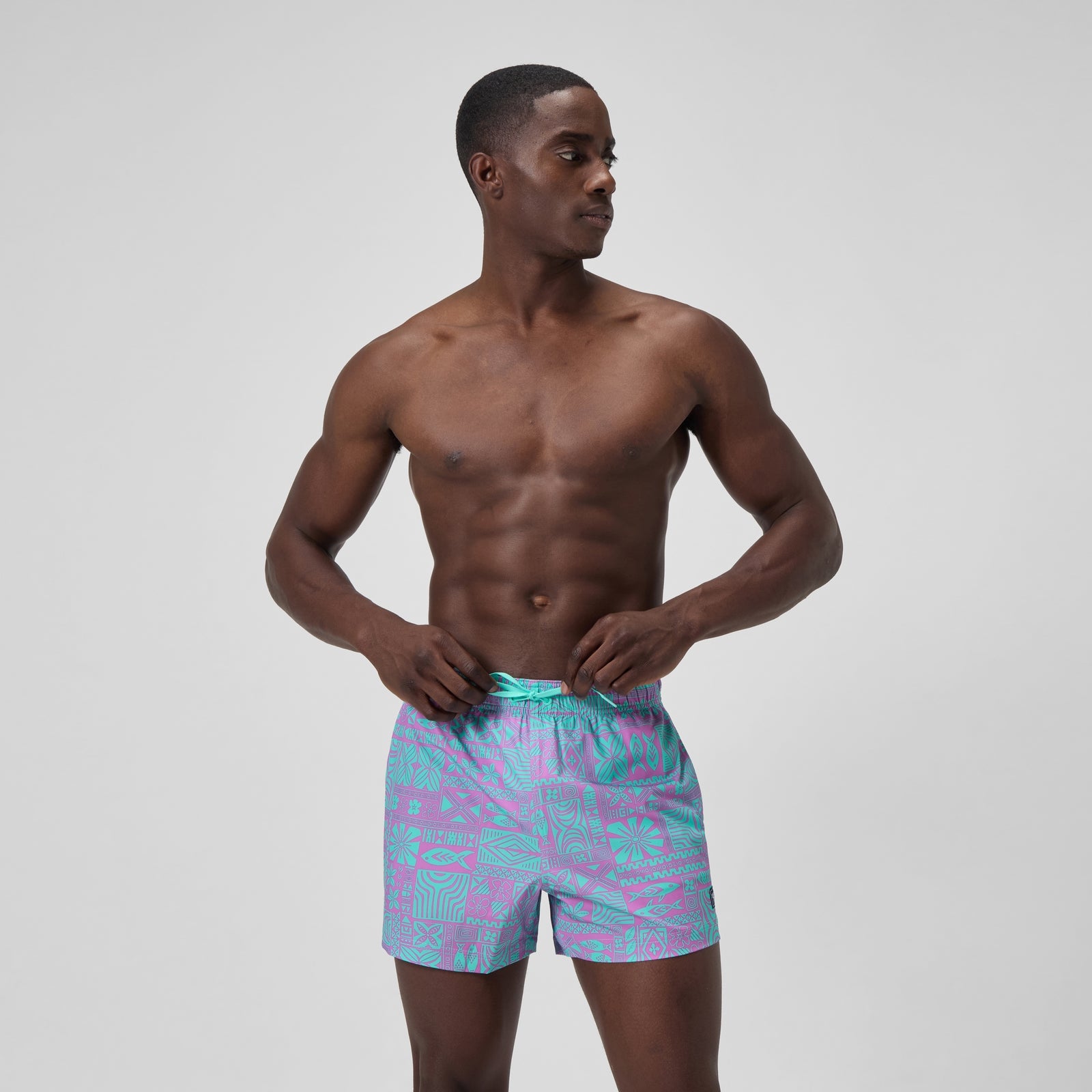 Redondo Edge Bedruckte Badeshorts 35 cm Pink/Blau für Herren