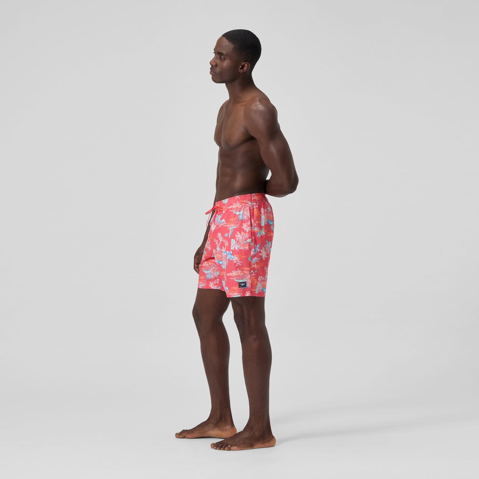 Speedo Redondo Edge Bedruckte Badeshorts 45 cm Orange/Blau Für Herren