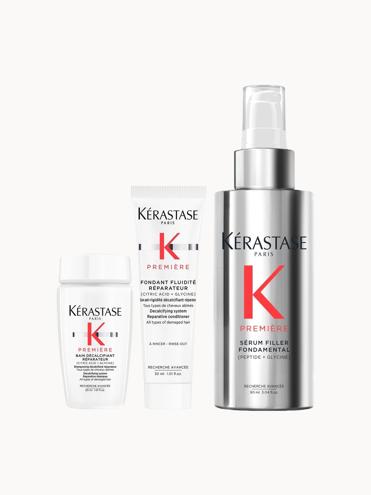 Kérastase Première Repairing Anti-Frizz Filler Heat Protecting Hair Serum for Damaged Hair 90ml with Free Travel Size Duo