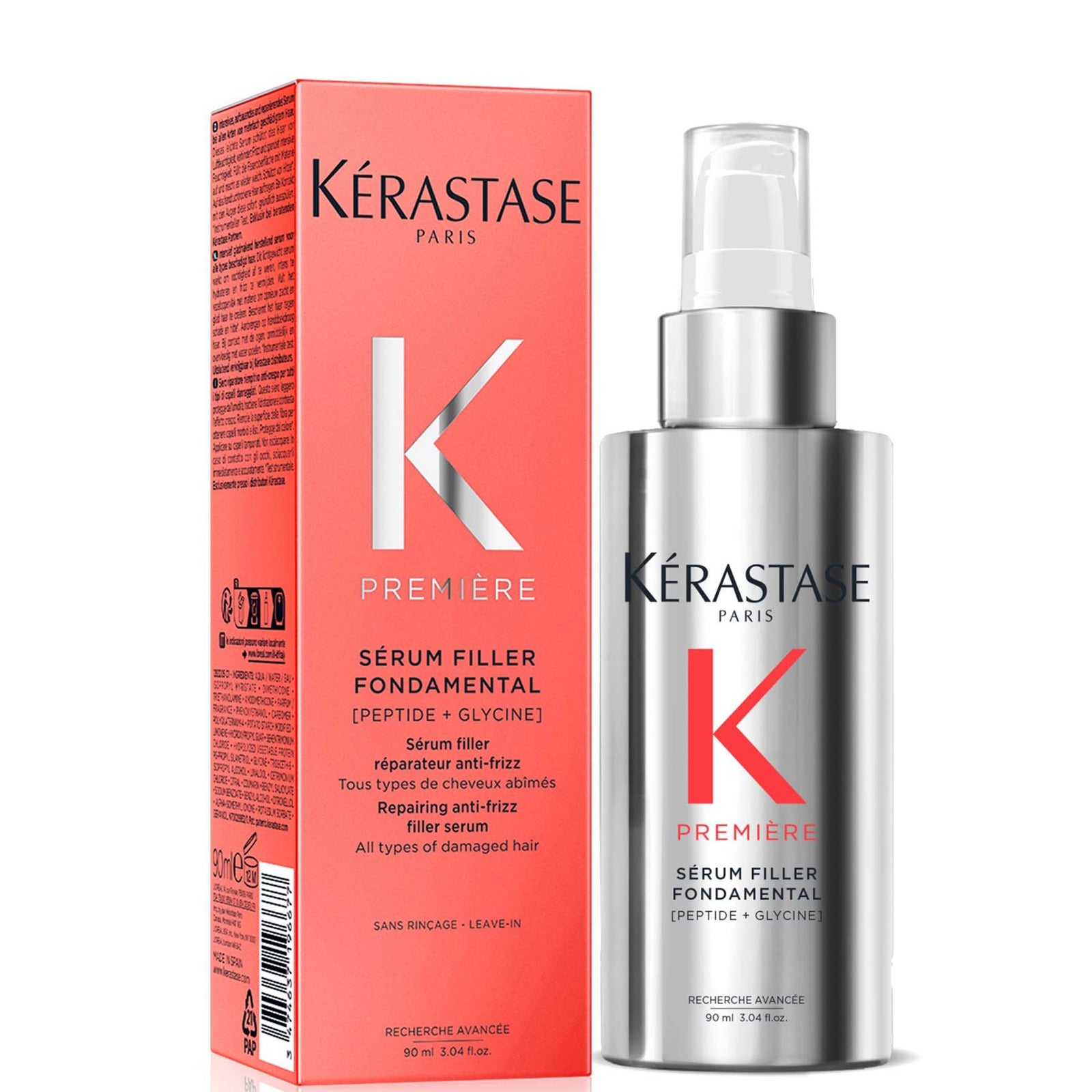Kérastase Première Repairing Anti-Frizz Filler Heat Protecting Hair Serum for Damaged Hair 90ml with Free Travel Size Duo 2
