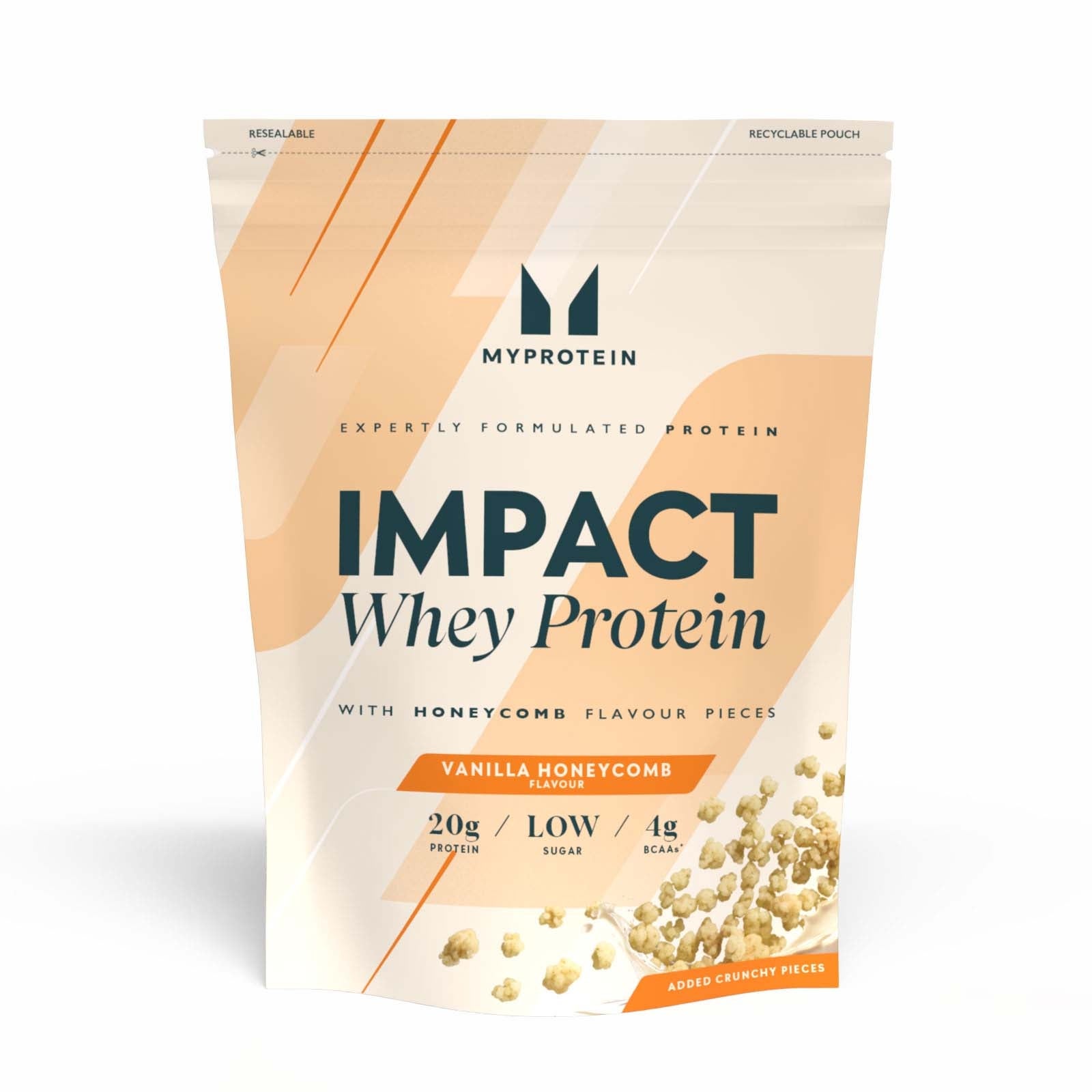 Impact Whey Proteín - 960g - 30Porcií - Vanilka a včelí plást s kúskami chrumkavých sušienok