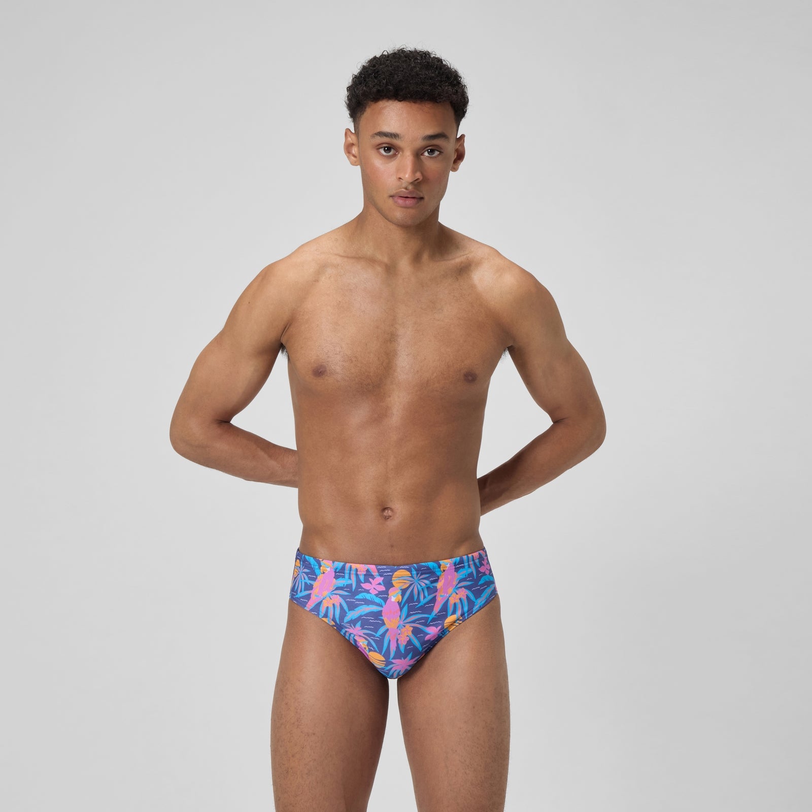 Speedo Club Training Bedruckte Badehose 8 cm Marineblau/Pink Für Herren