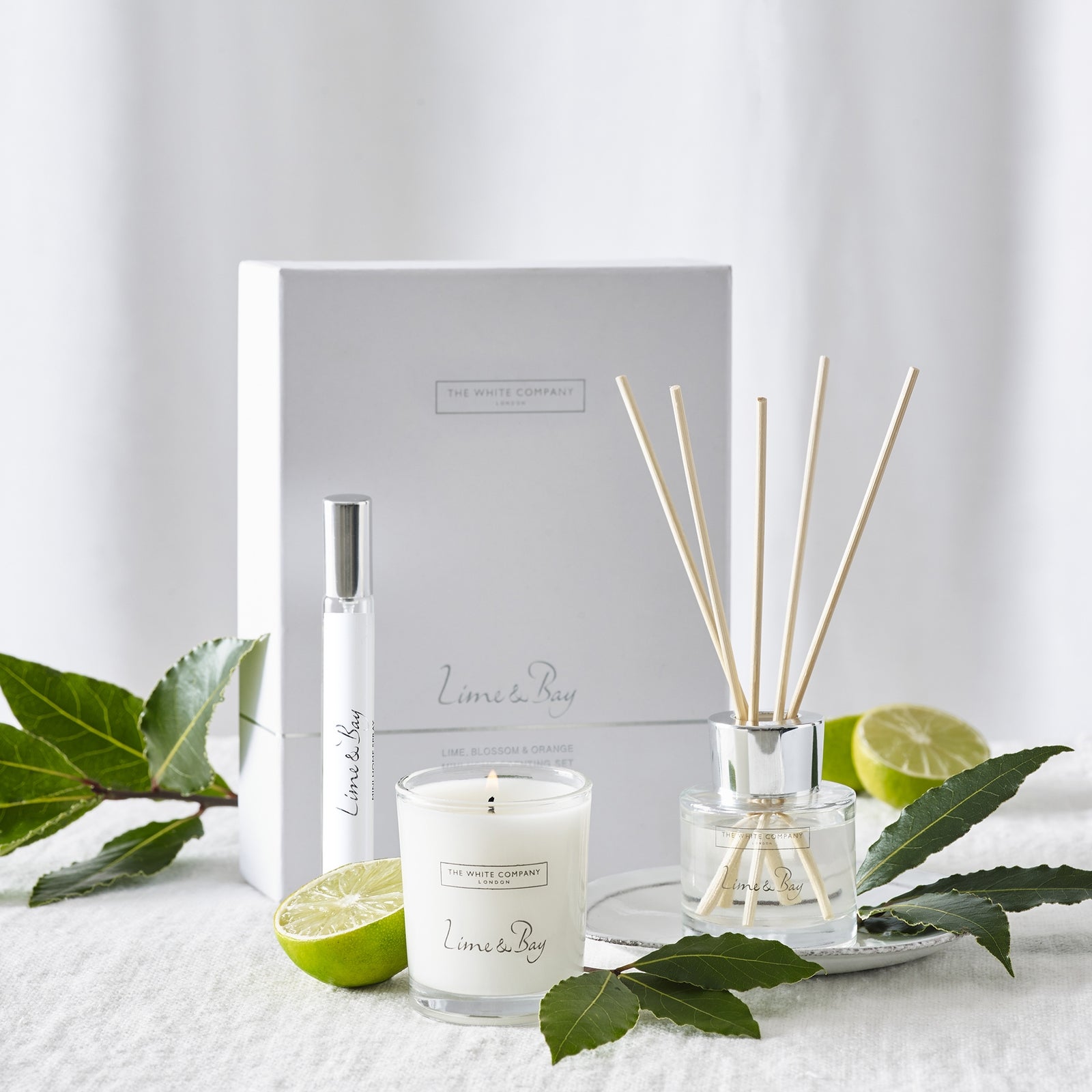 The White Company Lime & Bay Mini Home Scenting Set 2