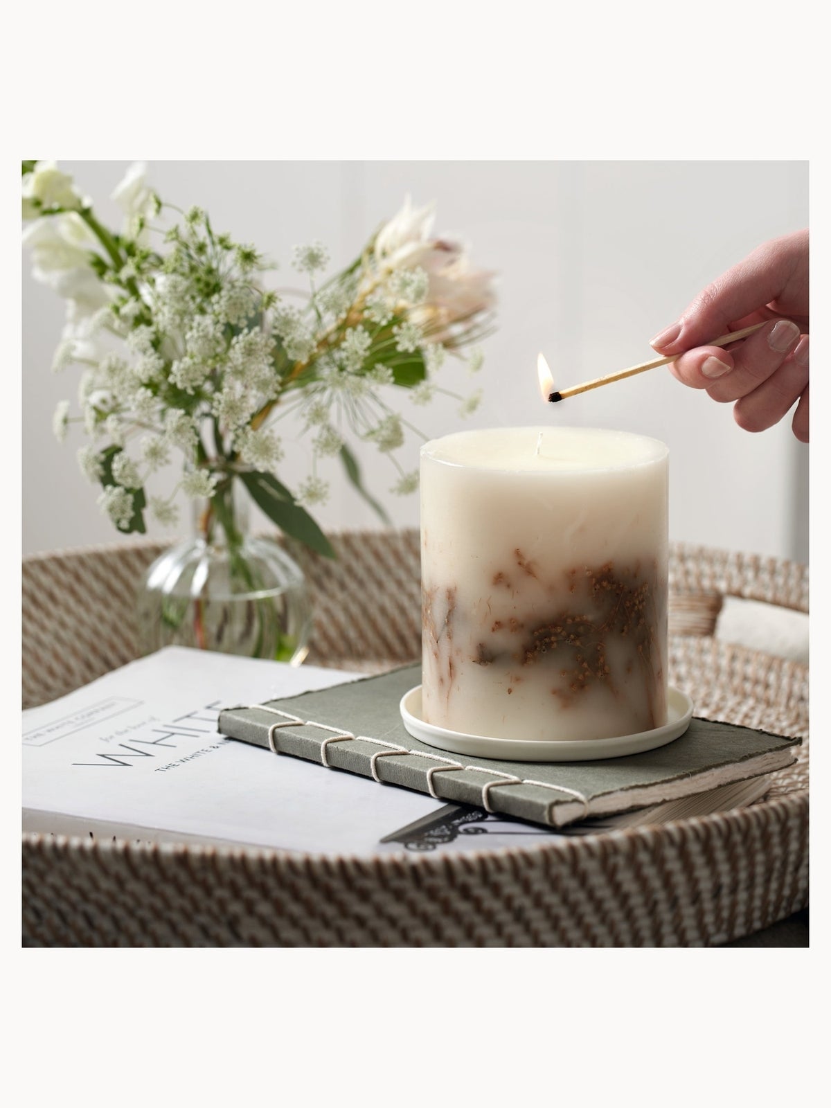 The White Company Extra Large Ceramic Botanical Candle Plate 3