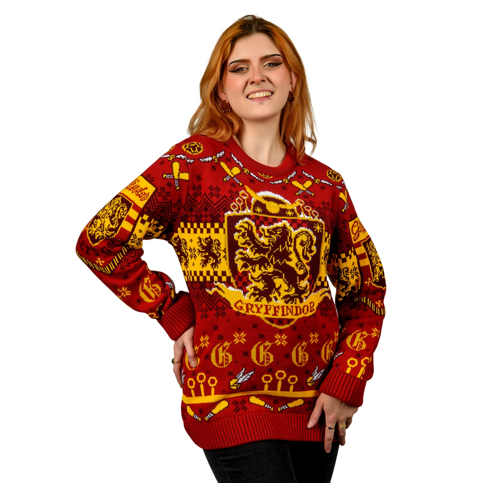 Harry Potter Gryffindor Quidditch Knitted Christmas Jumper - XS