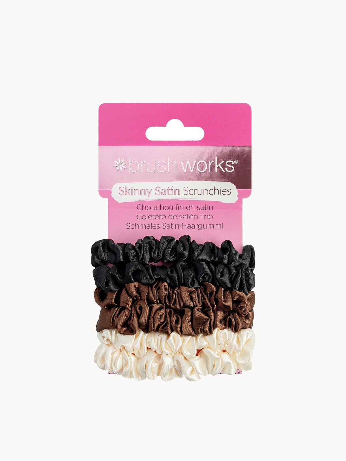 brushworks Skinny Satin Scrunchies - 6 Pack