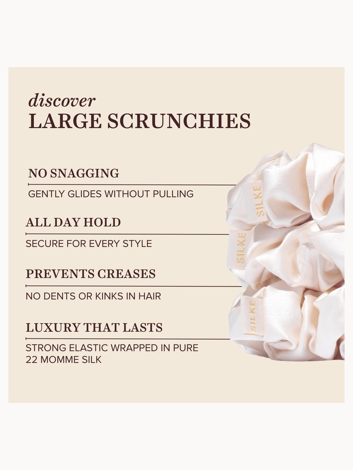 SILKE London Hair Scrunchies - Cream 2