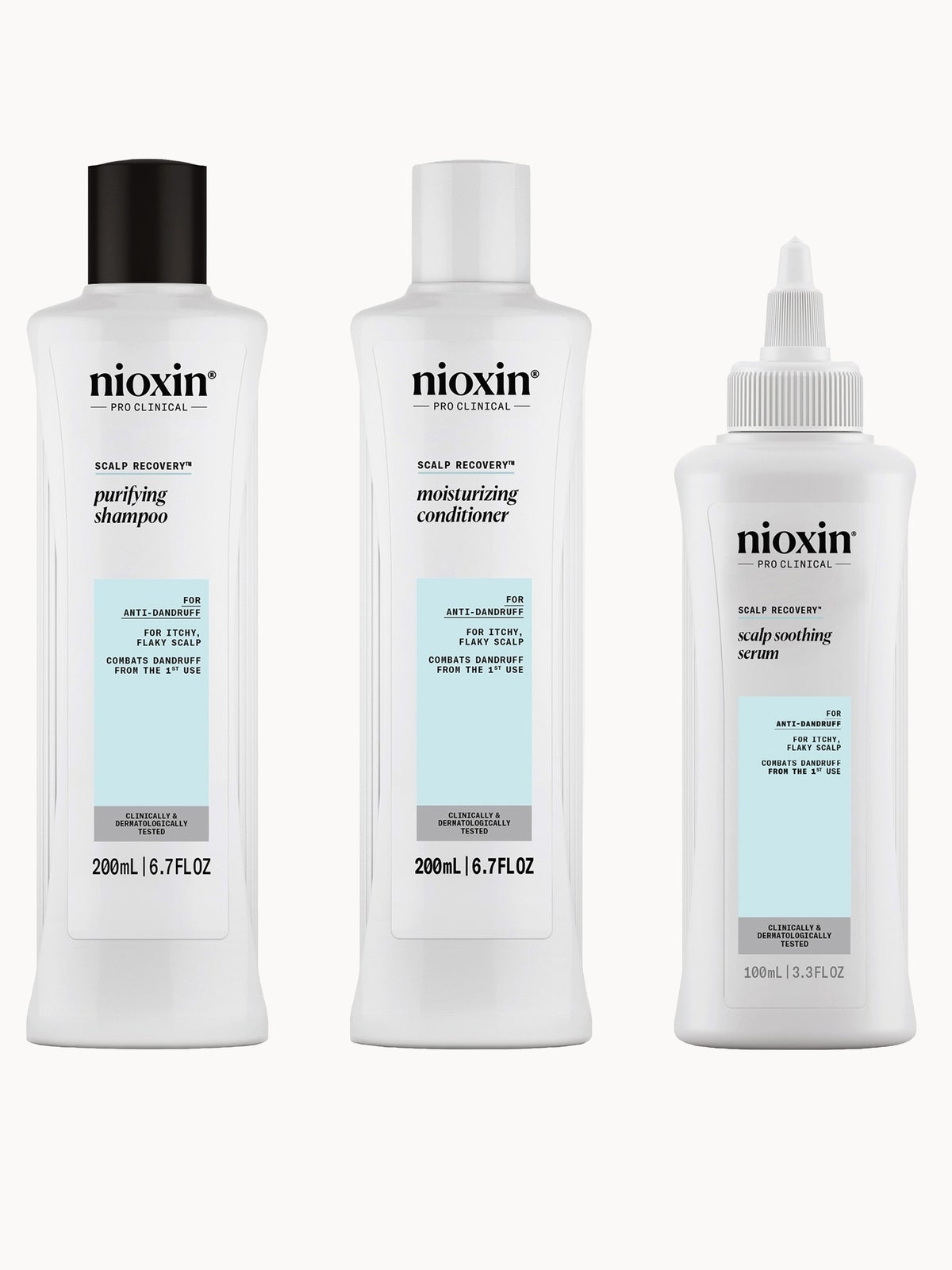 NIOXIN Scalp Recovery System for Anti-Dandruff & Itchy Scalp Relief - Includes Shampoo, Conditioner and Serum