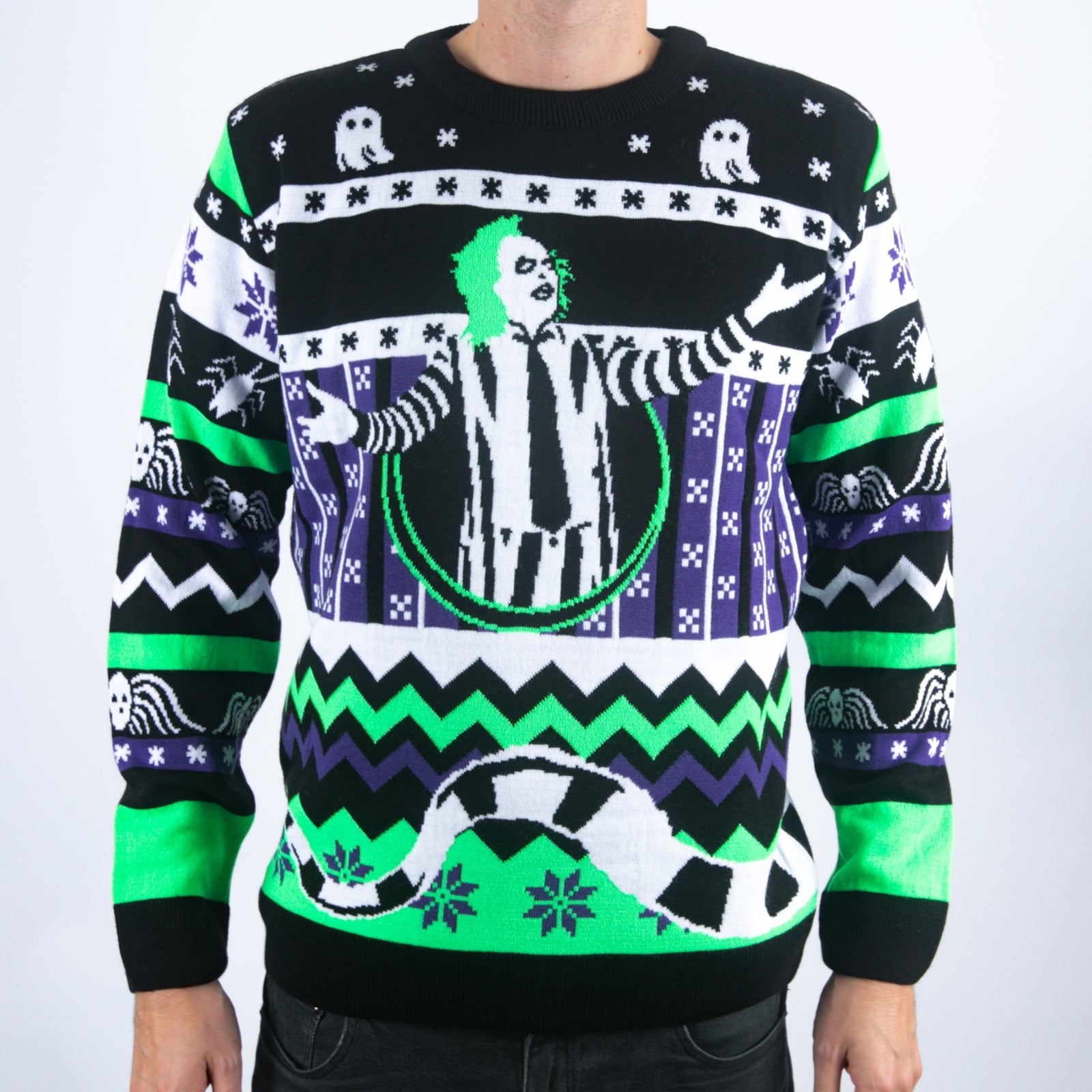 Beetlejuice It's Snow Time Knitted Christmas Pull