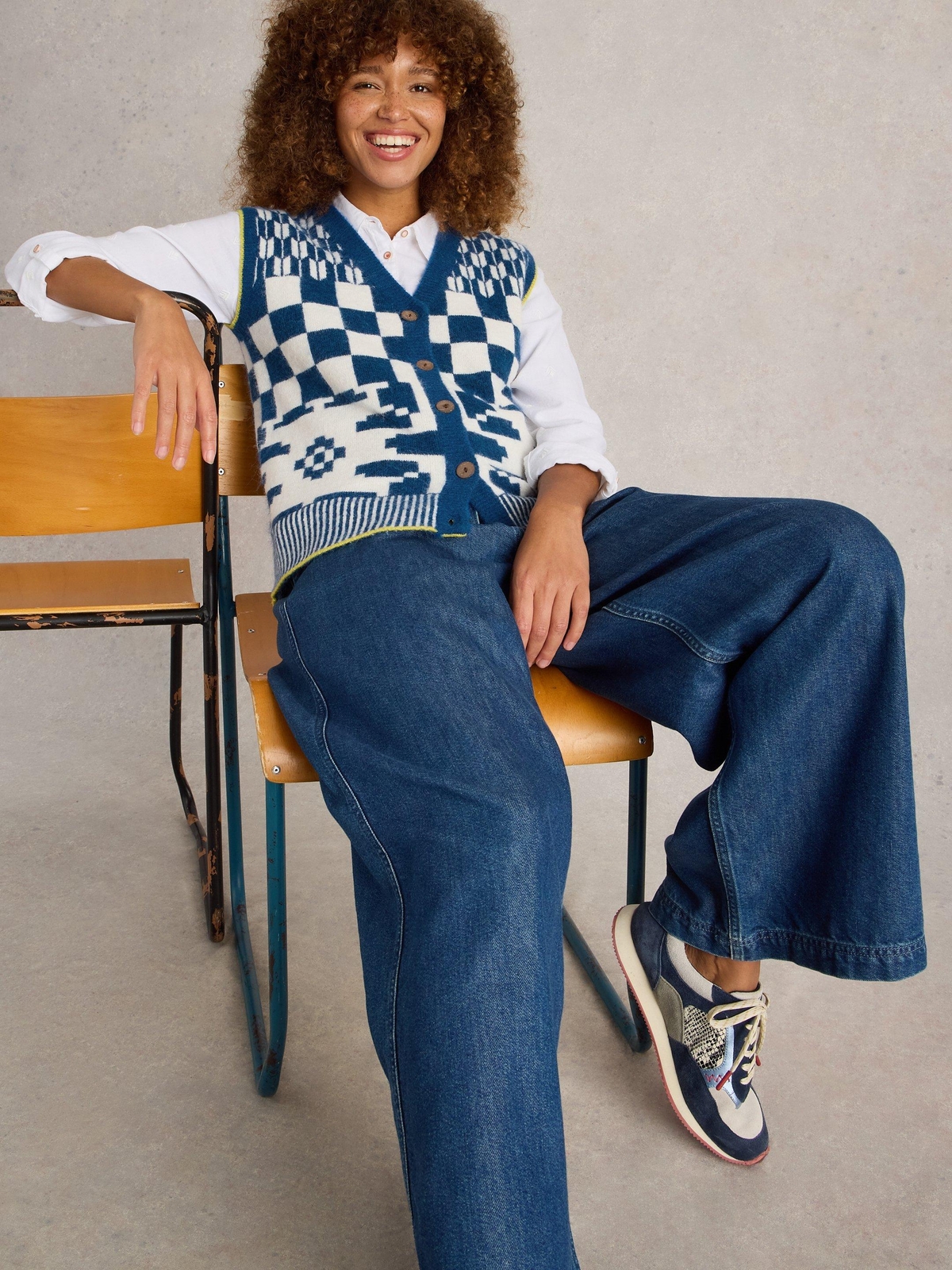 Strickweste Geo Mix - S