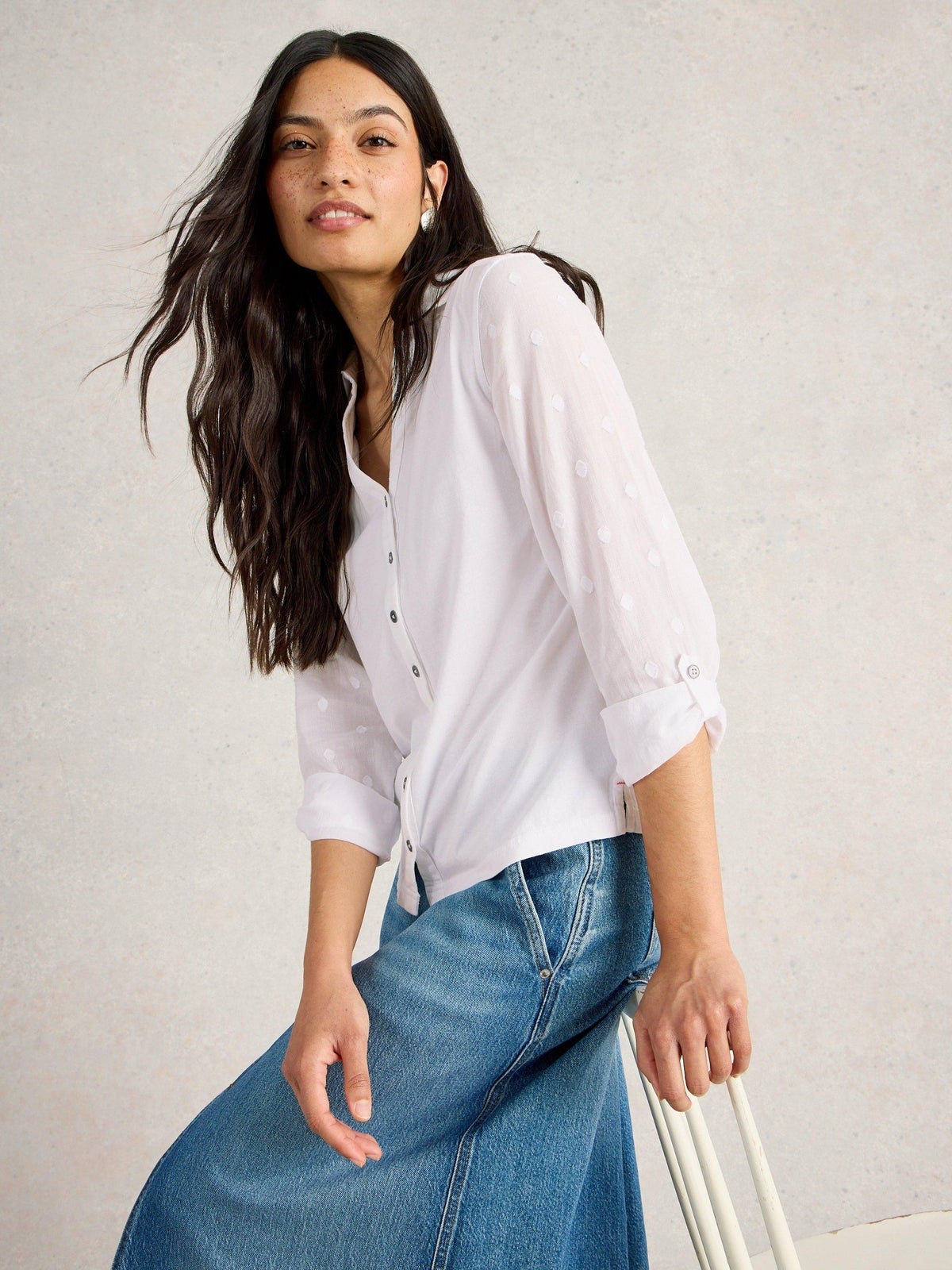 Bluse Annie aus Material-Mix - 52