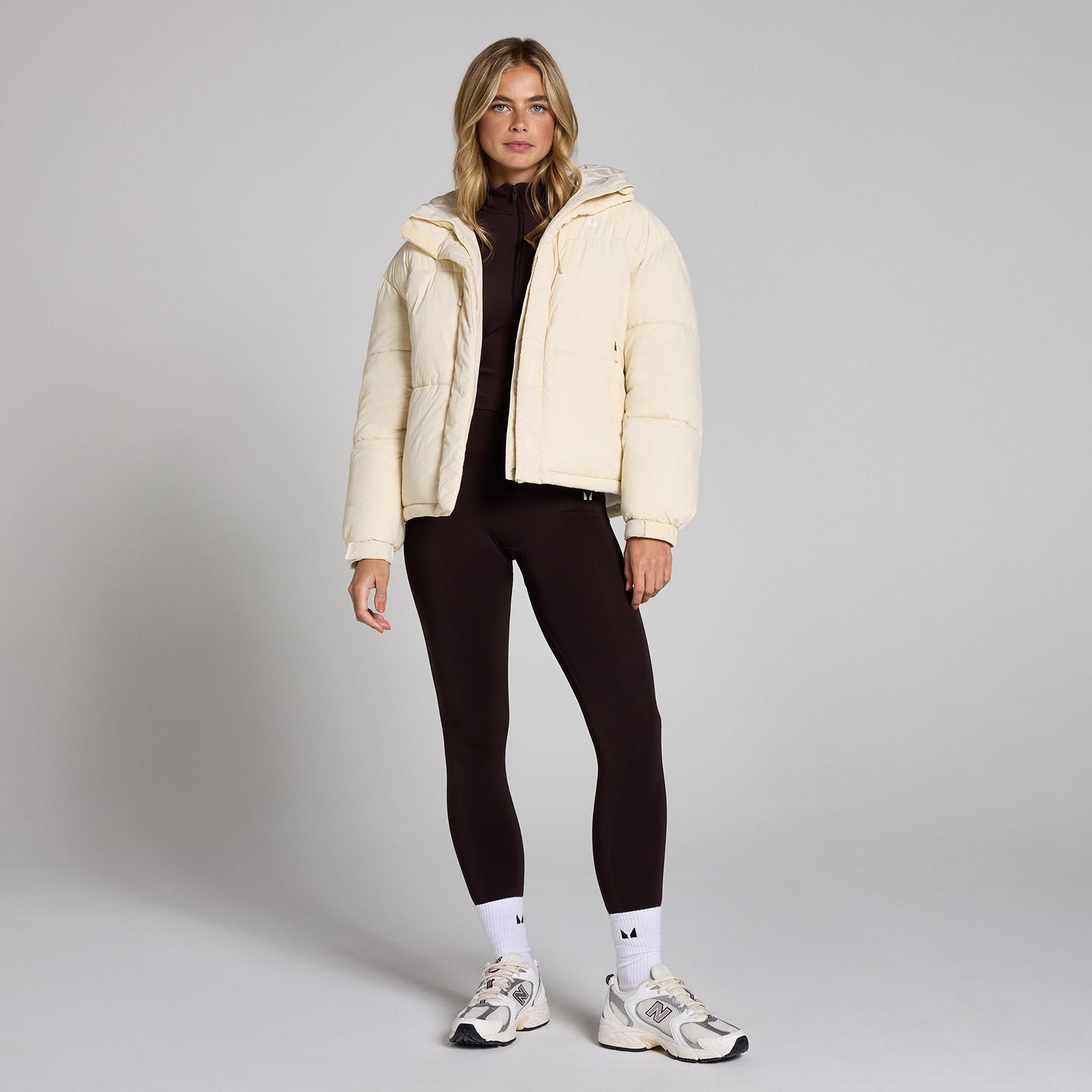 5059883381794 - Damen Kurze Wattierte Steppjacke – Helles Cremeweiß - XXL