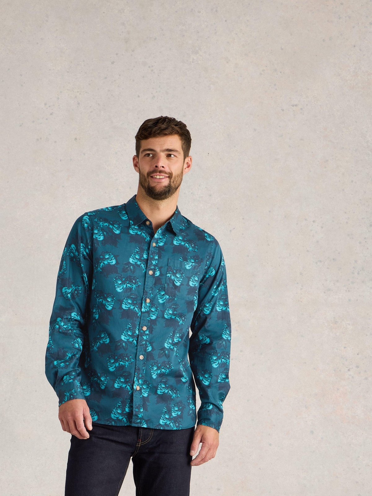 Floral bedrucktes Hemd - S