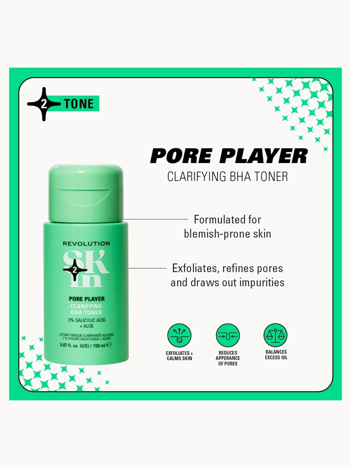 Revolution Skin Pore Player Clarifying Toner 150ml 3