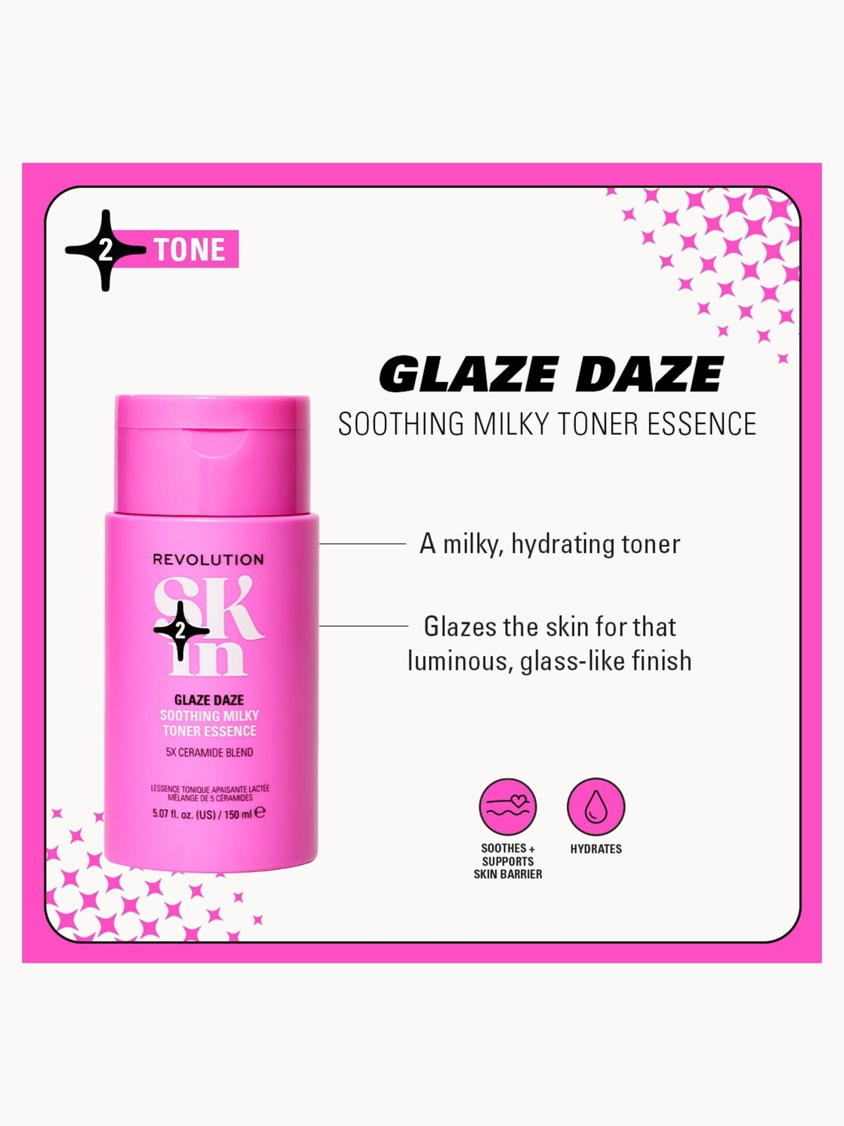 Revolution Skin Glaze Daze Soothing Milky Toner Essence 150ml 3