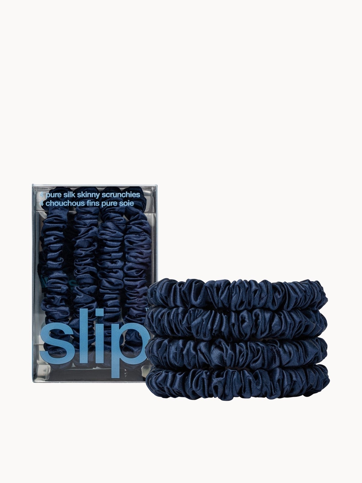 slip pure silk skinny scrunchies - navy