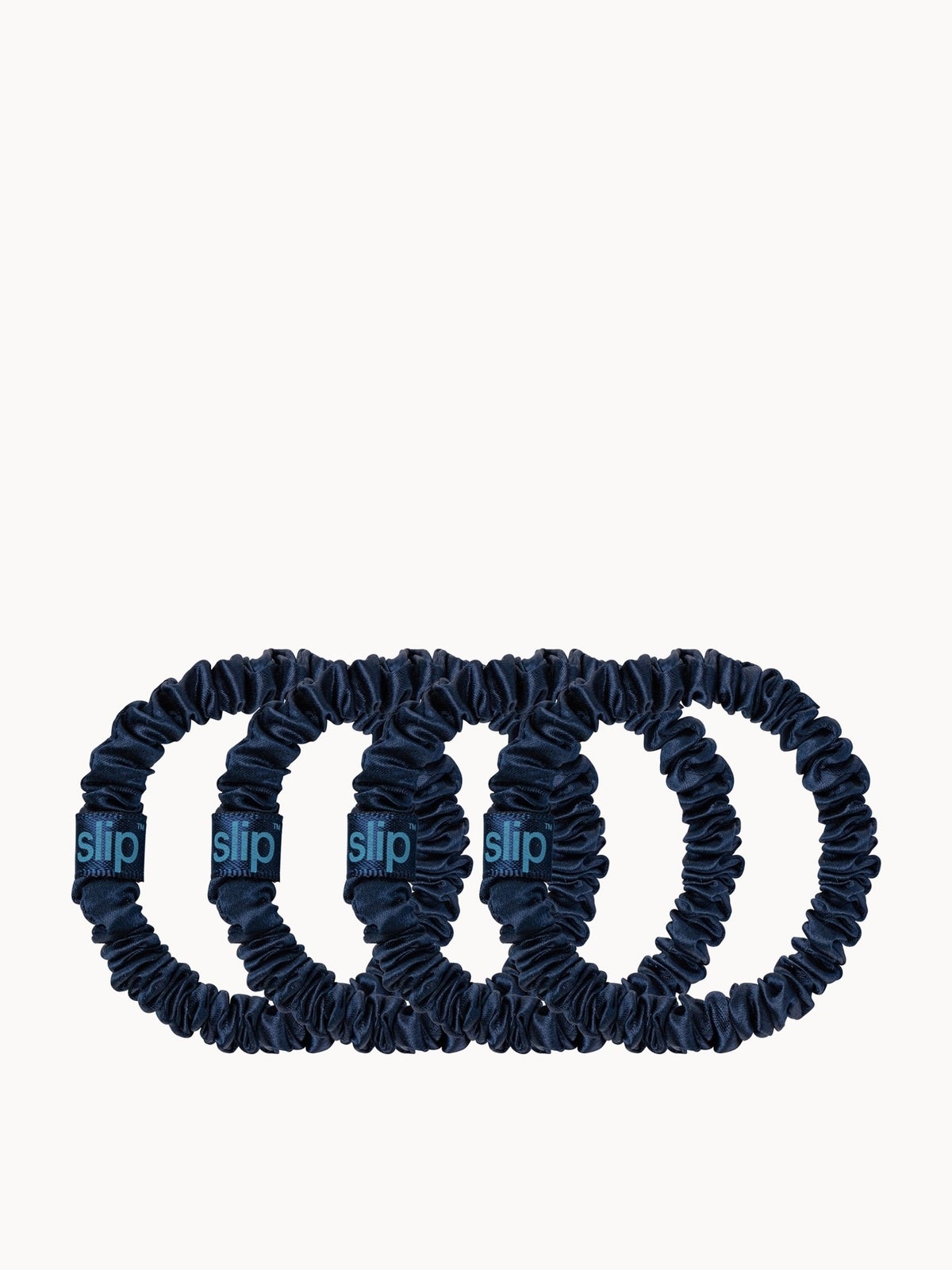 slip pure silk skinny scrunchies - navy 2