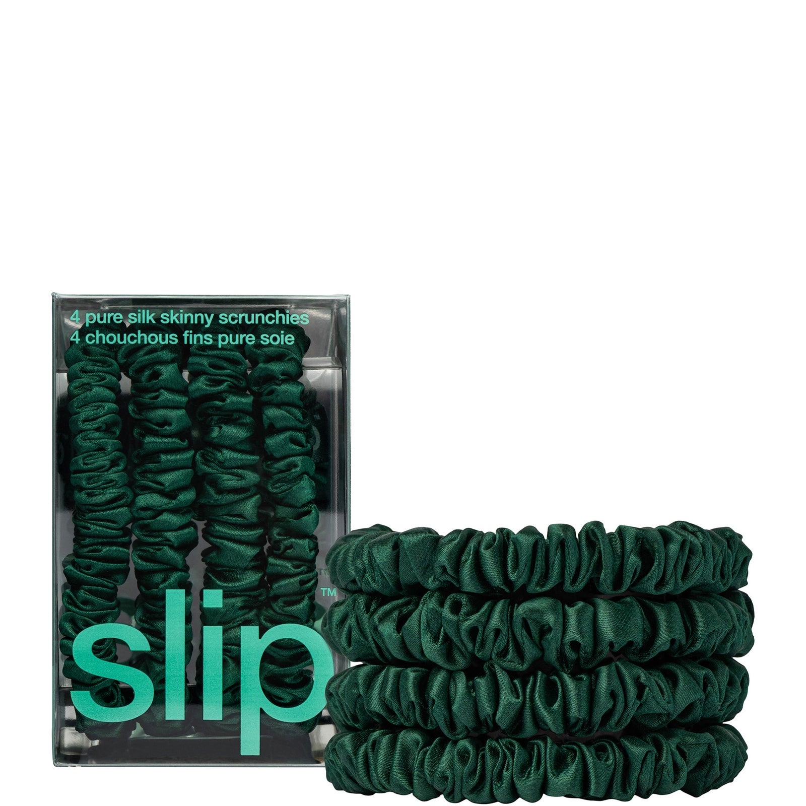slip pure silk skinny scrunchies - forest