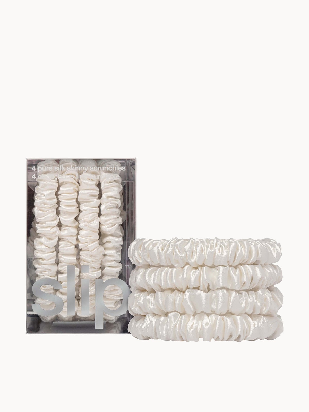 Slip Pure Silk Skinny Scrunchies - White