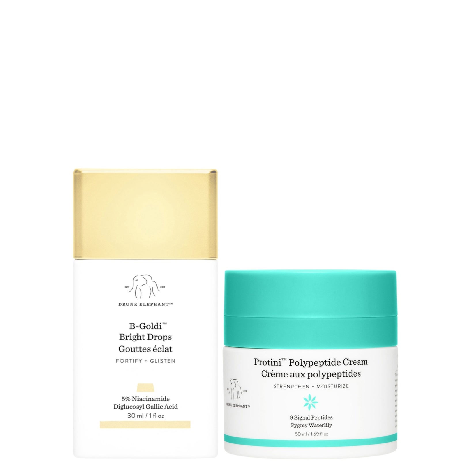 Drunk Elephant Protini Polypeptide Cream 50ml and Drunk Elephant B-Goldi Bright Drops 30ml Duo - Image 1
