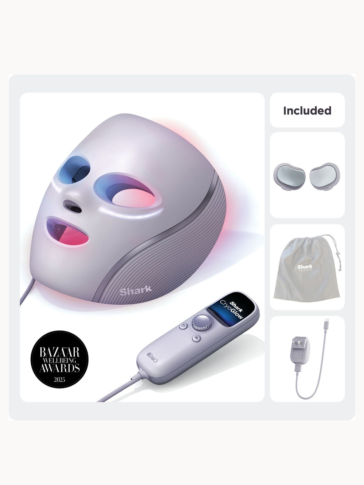 Shark CryoGlow LED Face Mask Under-Eye Cooling & Anti-Ageing & Blemish Repair - Lilac Chill, FW312UKPL, photo 2