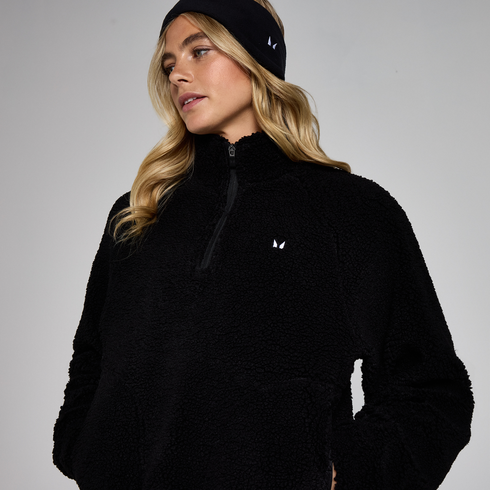 Thumbnail - MP Damen Crop-Fleece mit 1/4-Reißverschluss – Schwarz - S