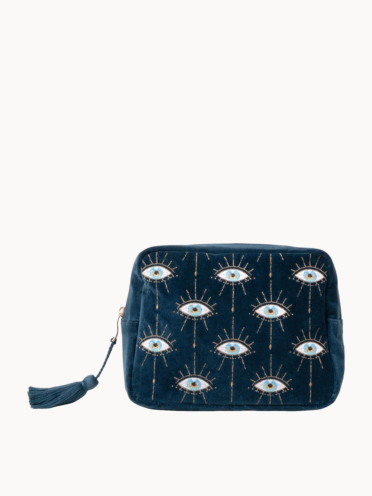 Elizabeth Scarlett Mystical Eye Ink Blue Velvet Wash Bag