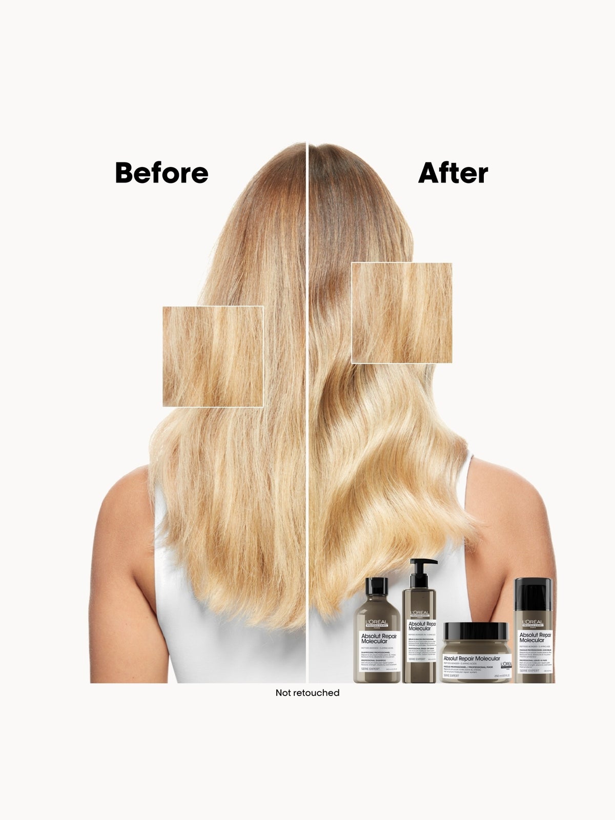 L'Oréal Professionnel Absolut Repair Molecular Shampoo 300ml and Rinse-Off Mask 250ml Set for Damaged Hair 4