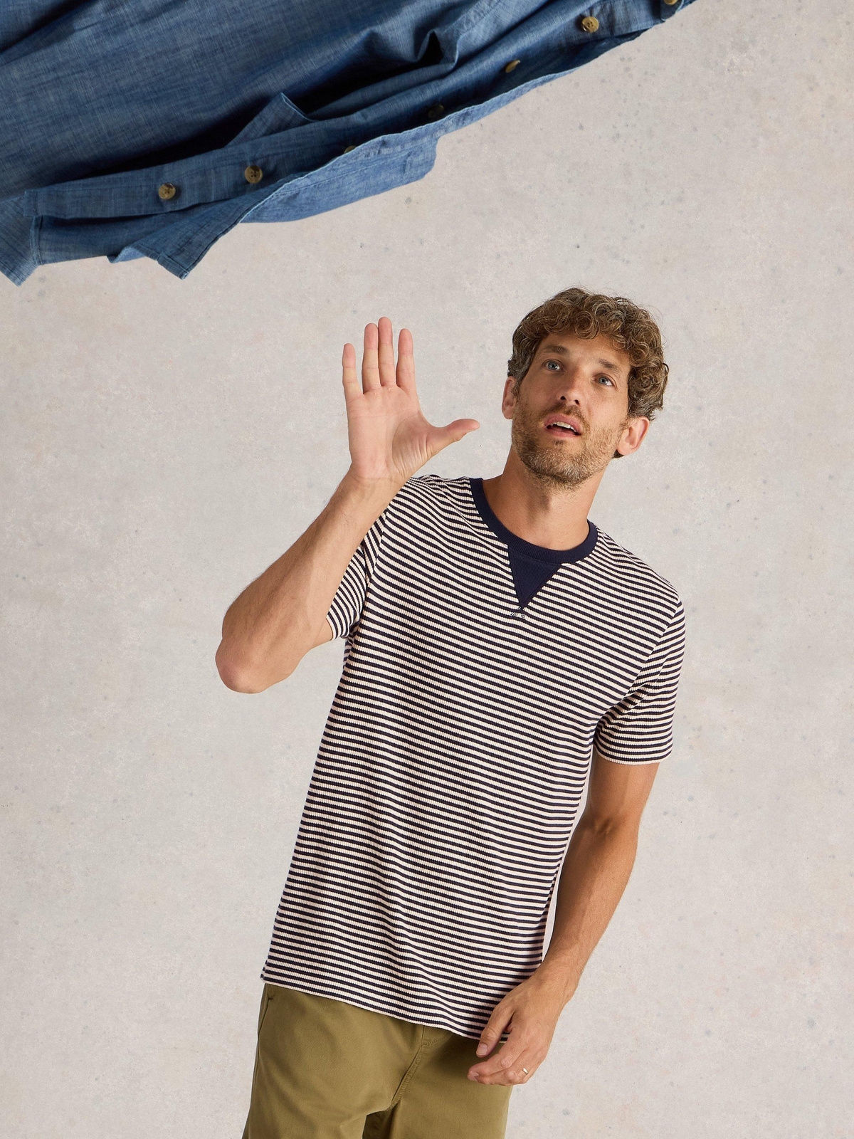 Gestreiftes Rippen-T-Shirt - XXL