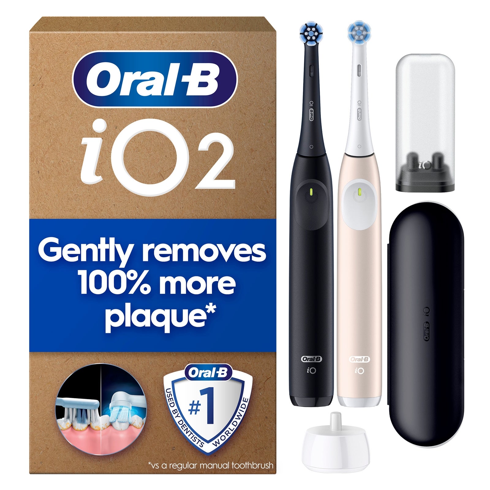 Oral-B iO2 Night Black & Calm Pink Electric Toothbrush Duo Pack Black & Pink