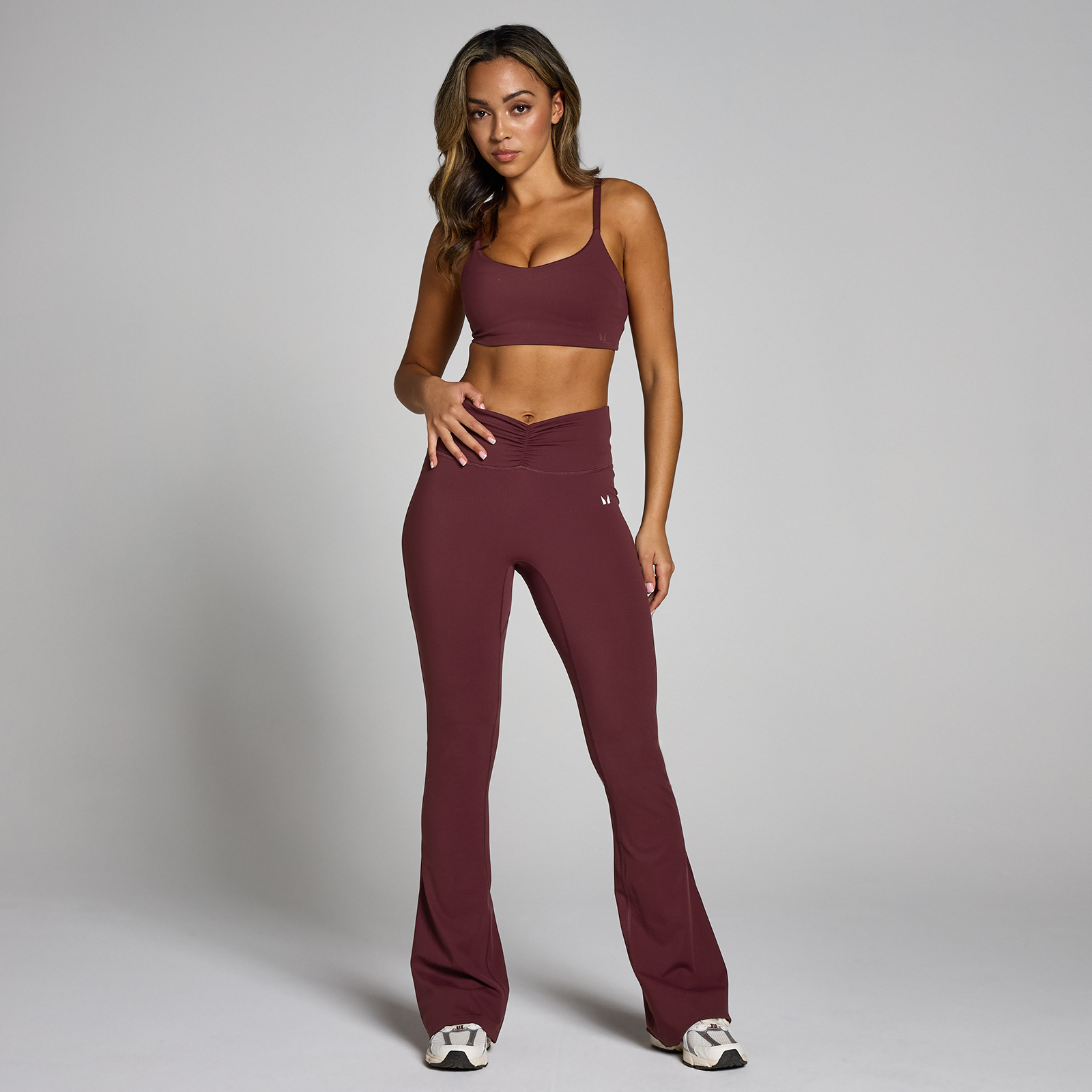 5059883391762 - MP Damen Tempo Schlag-Leggings mit geraffter Vorderseite – Dunkle Beere - XXL