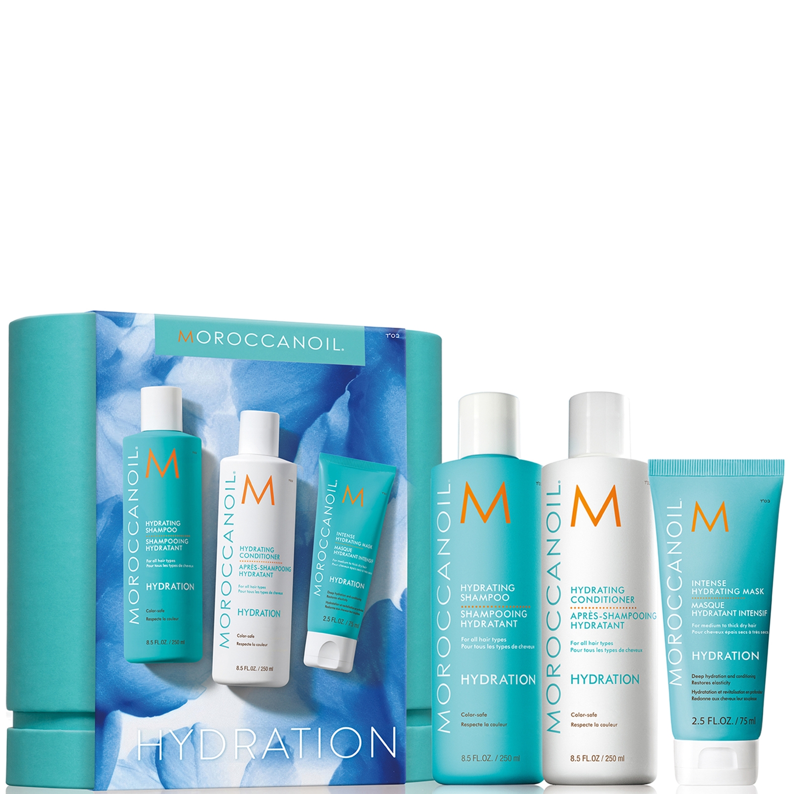 Moroccanoil Hydrating Shampoo and Conditioner Set with Free Intense Hydrating Mask 75ml (Worth £52)