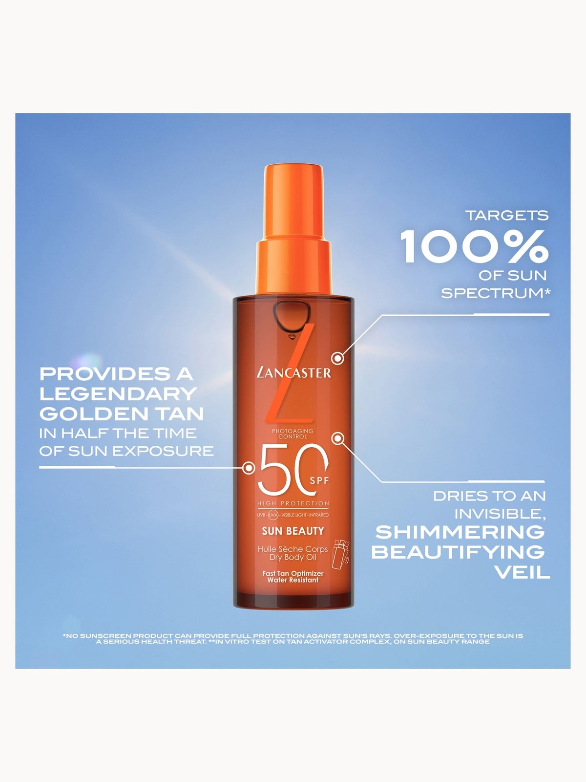 Lancaster Sun Beauty Satin Dry Oil Fast Tan Optimizer for Body SPF50 150ml 2