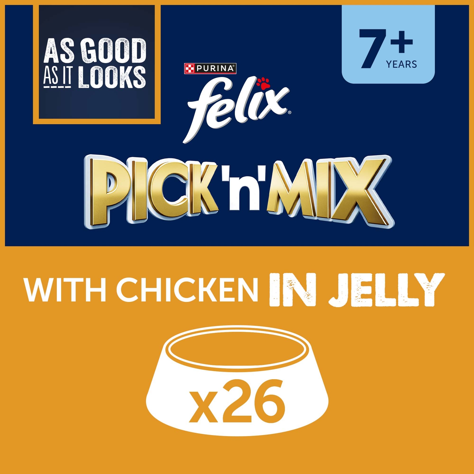 Image of Felix Senior As Good As It Looks Wet Cat Food with Chicken in Jelly 26x85g