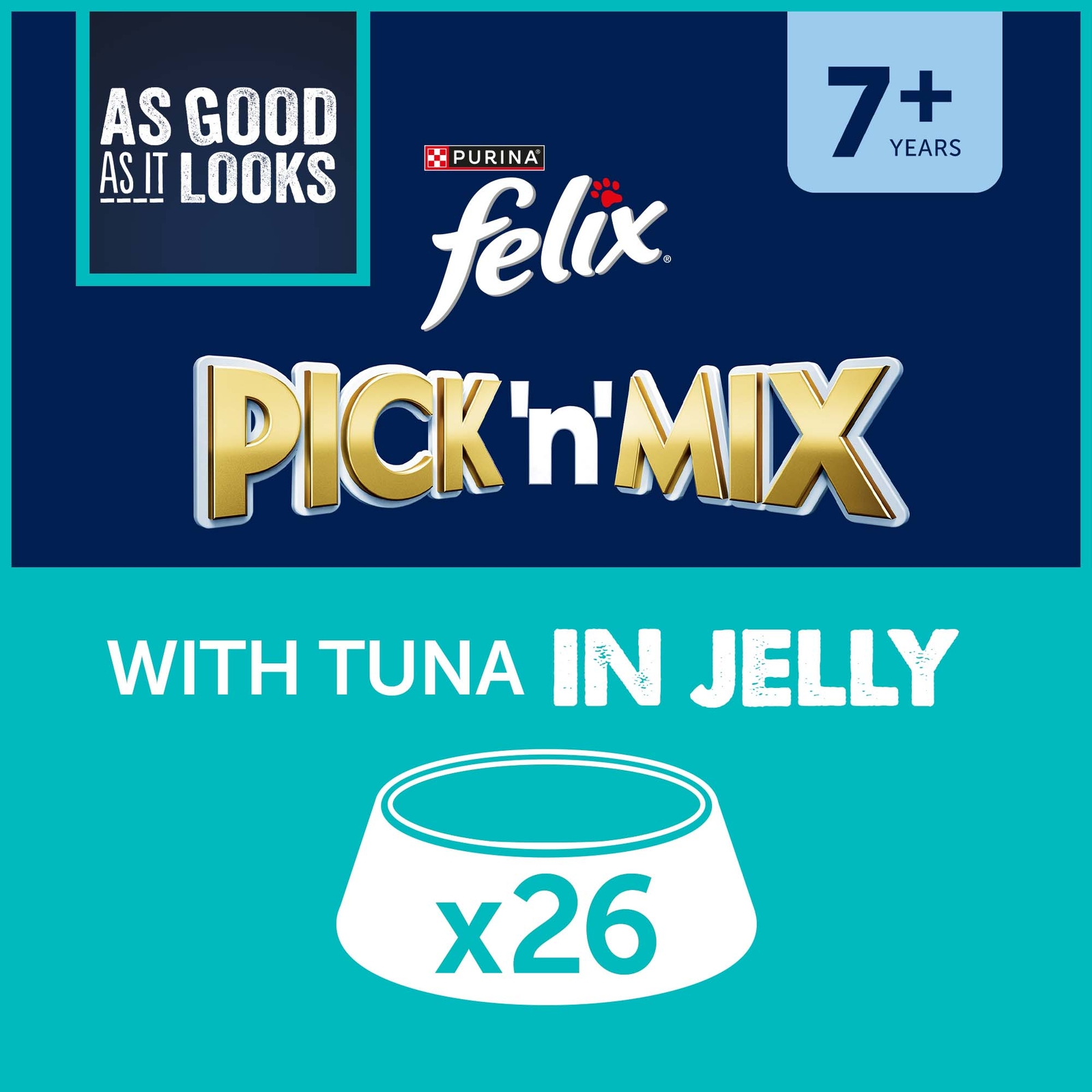 Image of Felix Senior As Good As It Looks Wet Cat Food with Tuna in Jelly 26x85g