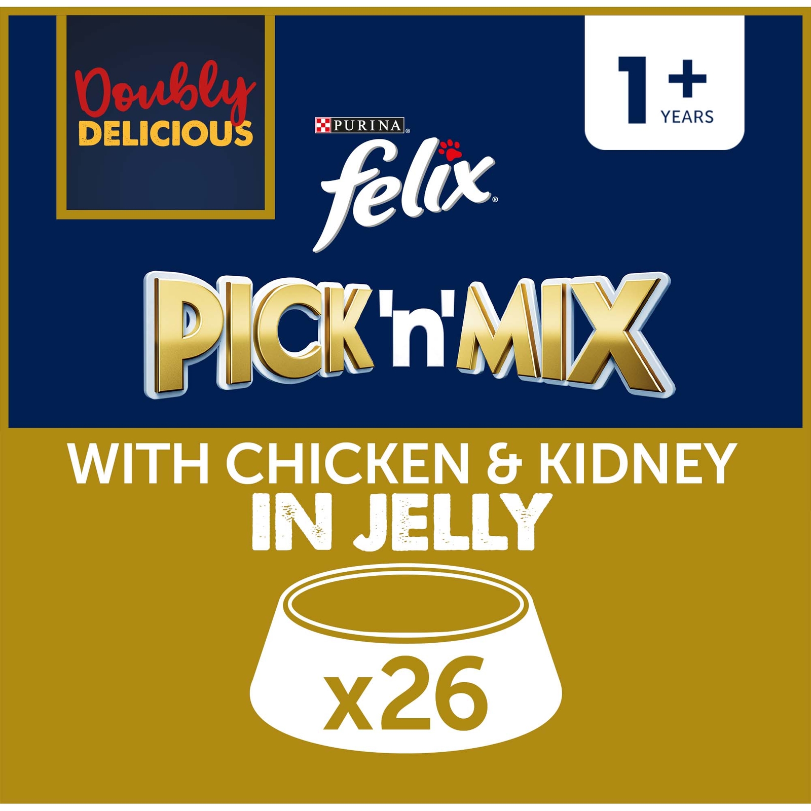 Image of Felix Doubly Delicious Adult Wet Cat Food with Chicken & Kidney in Jelly 26x85g