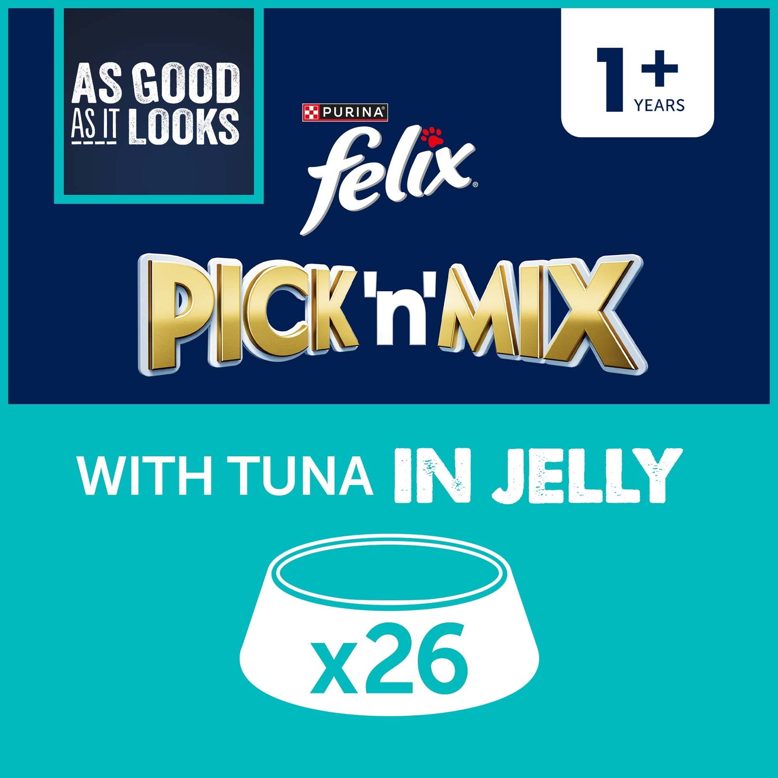 Image of Felix As Good As It Looks Adult Wet Cat Food with Tuna in Jelly 26x85g