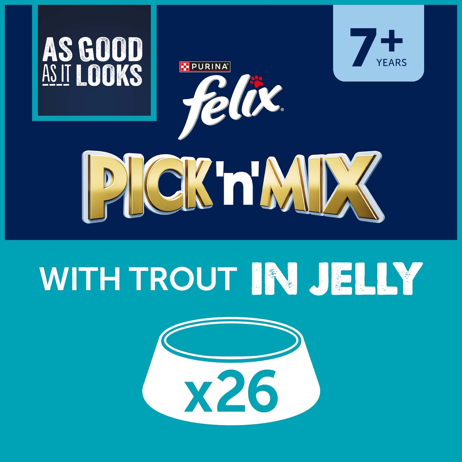 Image of Felix Senior As Good As It Looks Wet Cat Food with Trout in Jelly 26x85g