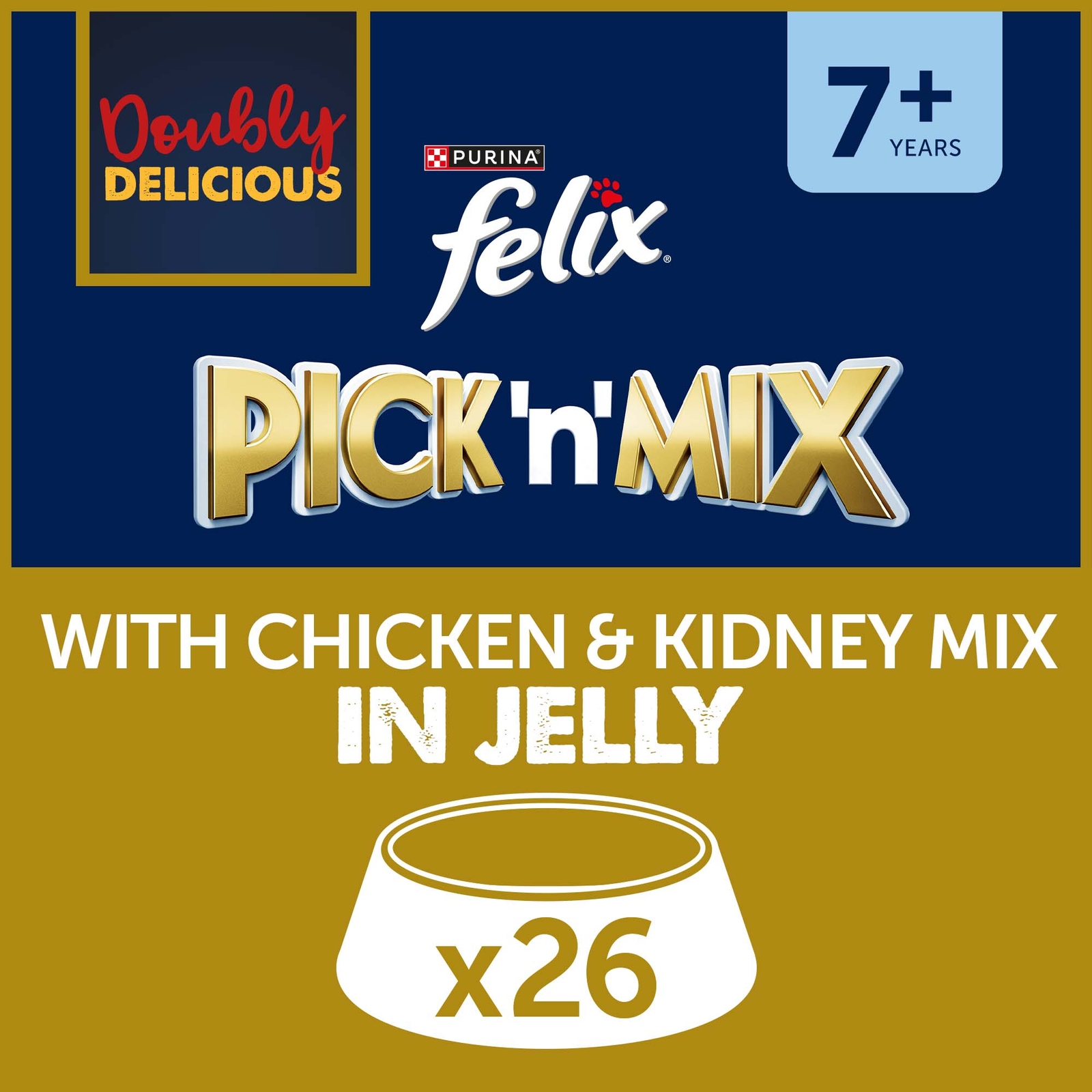 Felix Senior Doubly Delicious Wet Cat Food with Chicken & Kidney in Jelly 26x85g – Felix