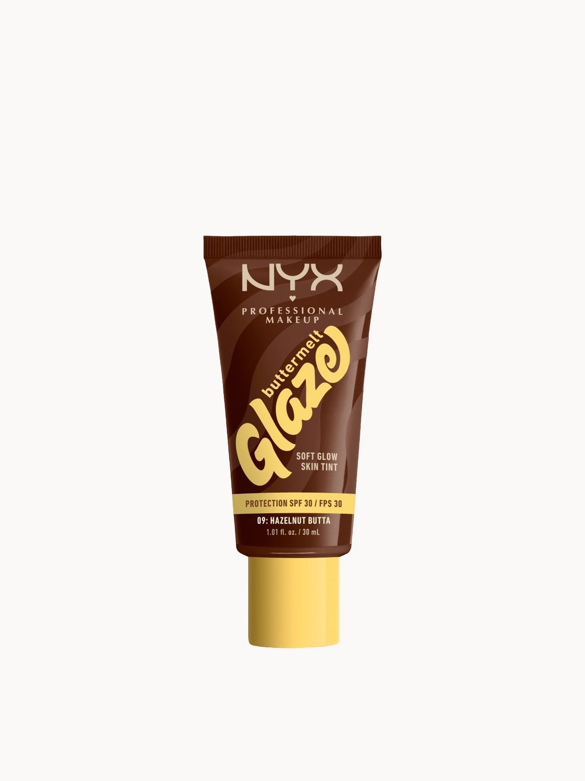 NYX Professional Makeup Buttermelt Glaze Soft Glow Skin Tint + SPF/FPS 30 Foundation (Various Shades) - Hazelnut