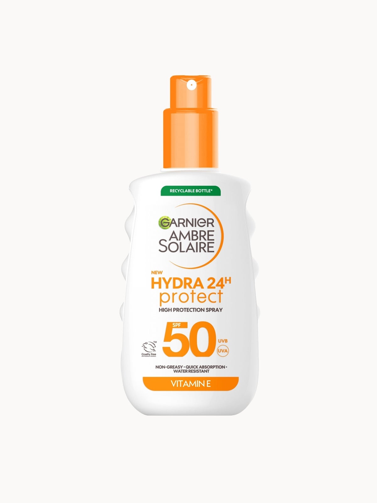 Garnier Ambre Solaire SPF 50 Hydra 24 Hour Protect High Protection UVB & UVA Hydrating Sun Cream Spray 150ml