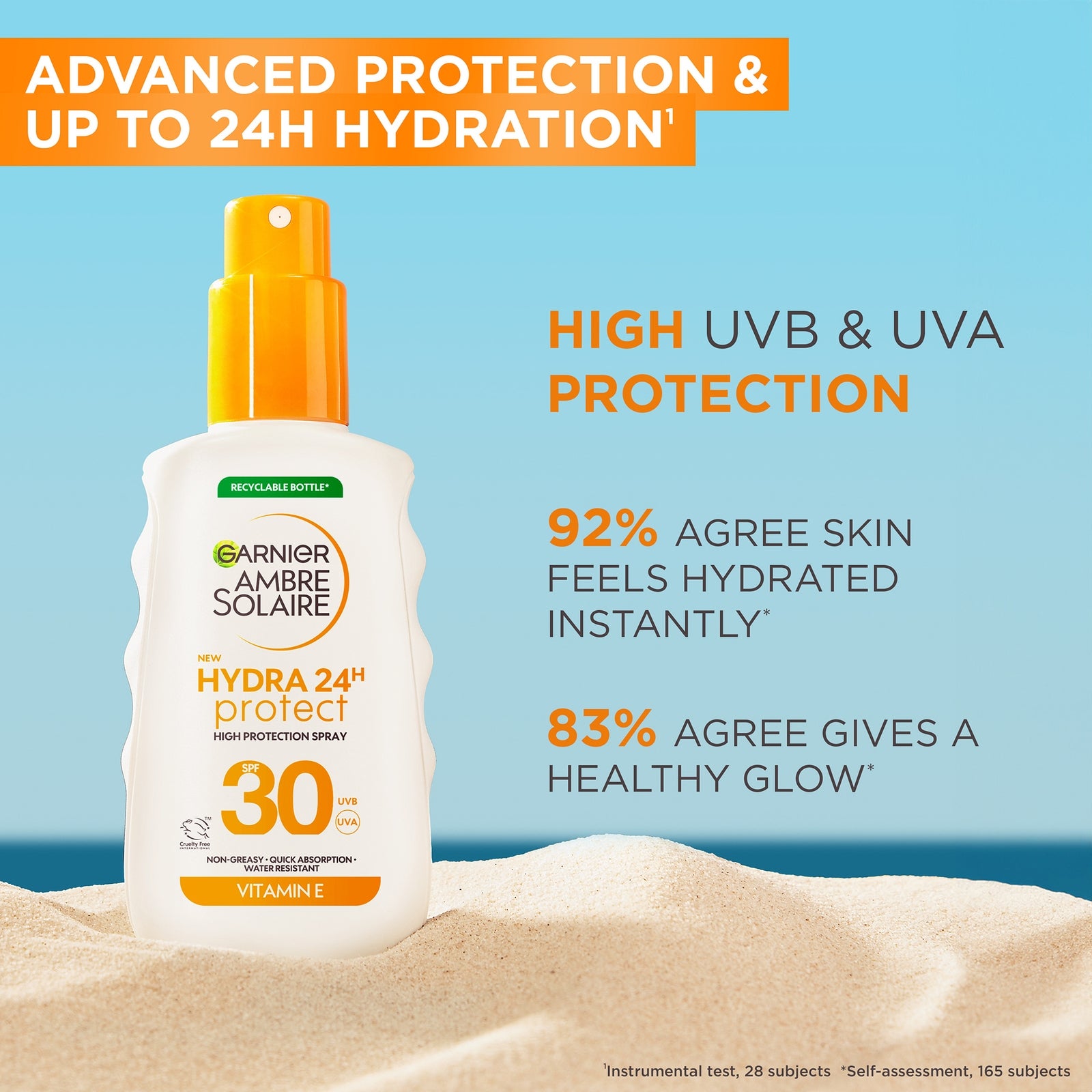 Garnier Ambre Solaire SPF 30 Hydra 24 Hour Protect Hydrating Sun Cream Spray With Vitamin E, 150ml 2