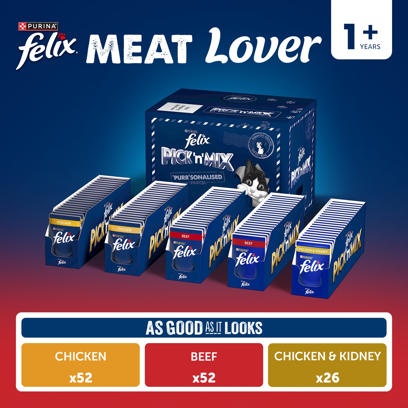 Felix Pre-Mixed Bundle Adult Wet Cat Food Meat Lover 130x85g – Felix