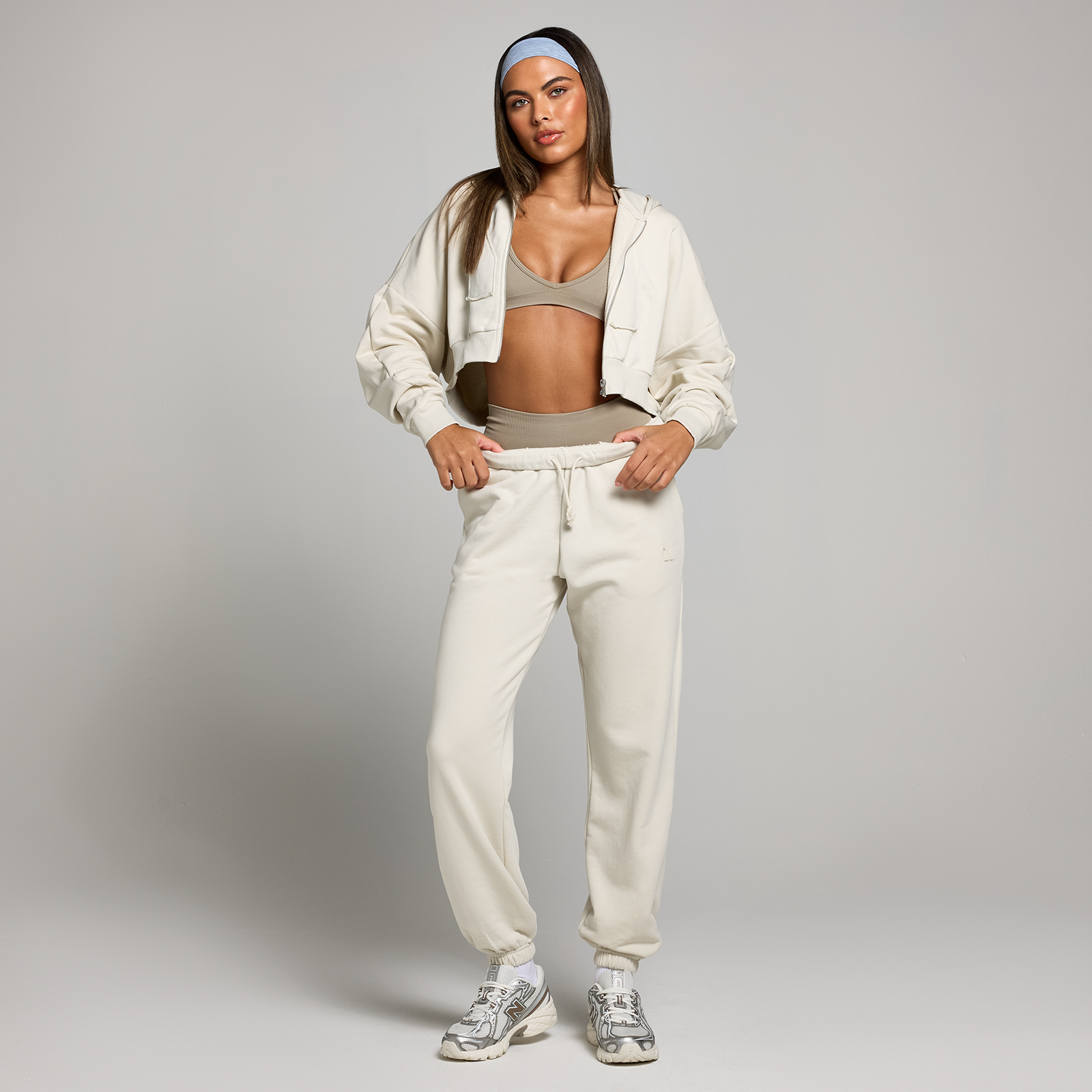 5059883395432 - MP Damen Applique Kapuzenpulli mit verkürztem Schnitt mit Reißverschluss – Knochen - XXL