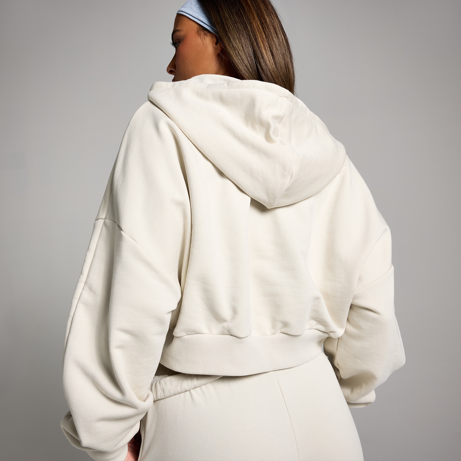 5059883395432 - MP Damen Applique Kapuzenpulli mit verkürztem Schnitt mit Reißverschluss – Knochen - XXL