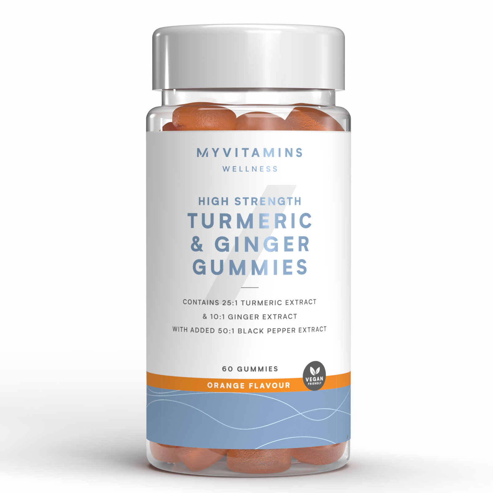myvitamins UK Myvitamins Turmeric & Ginger Gummies - 60GUMMIES, 30servings - Orange (High Strength)