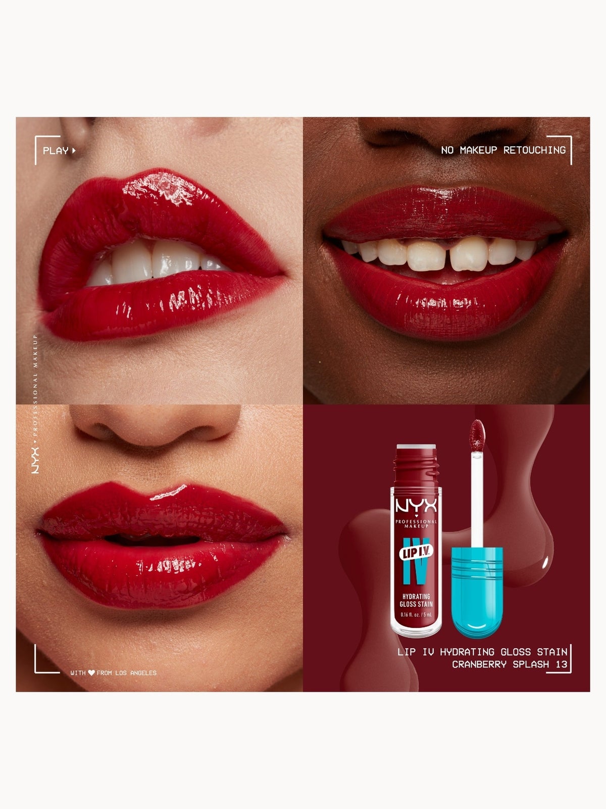 NYX Professional Makeup Lip IV Hydrating Gloss Stain (Various Shades) - Cranberry Splash 2