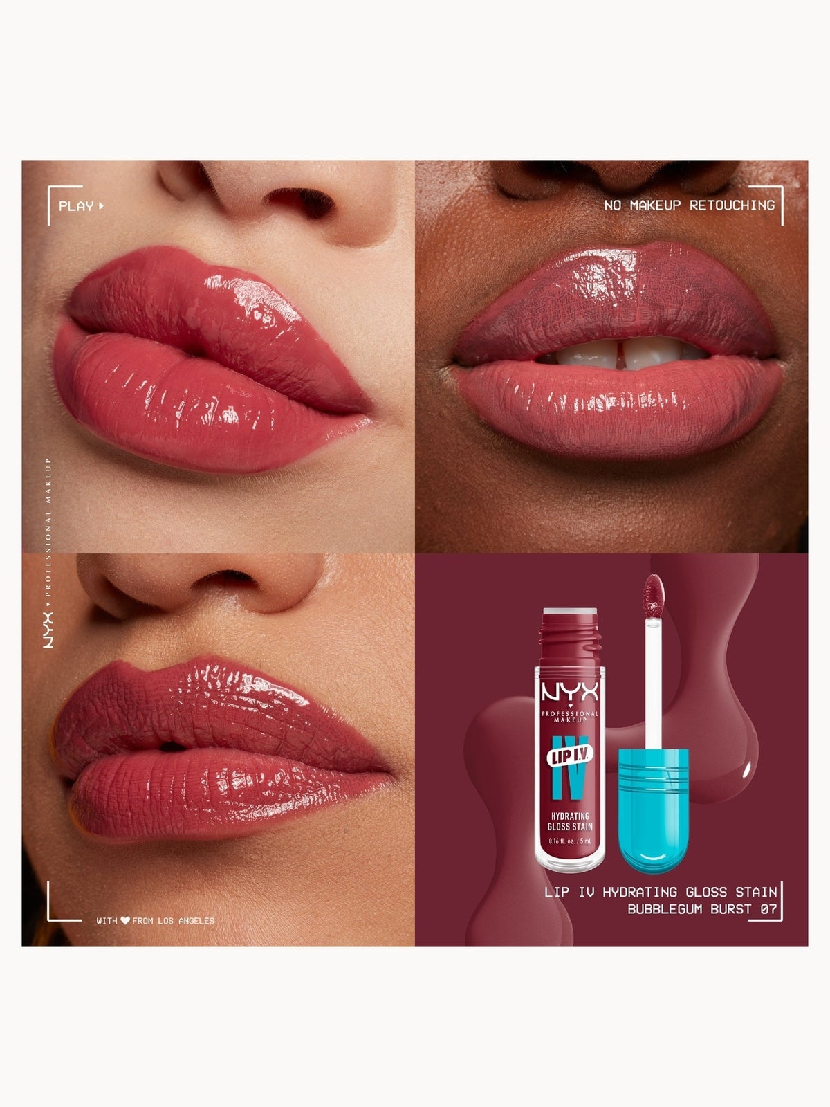 NYX Professional Makeup Lip IV Hydrating Gloss Stain (Various Shades) -  Bubblegum Burst 3