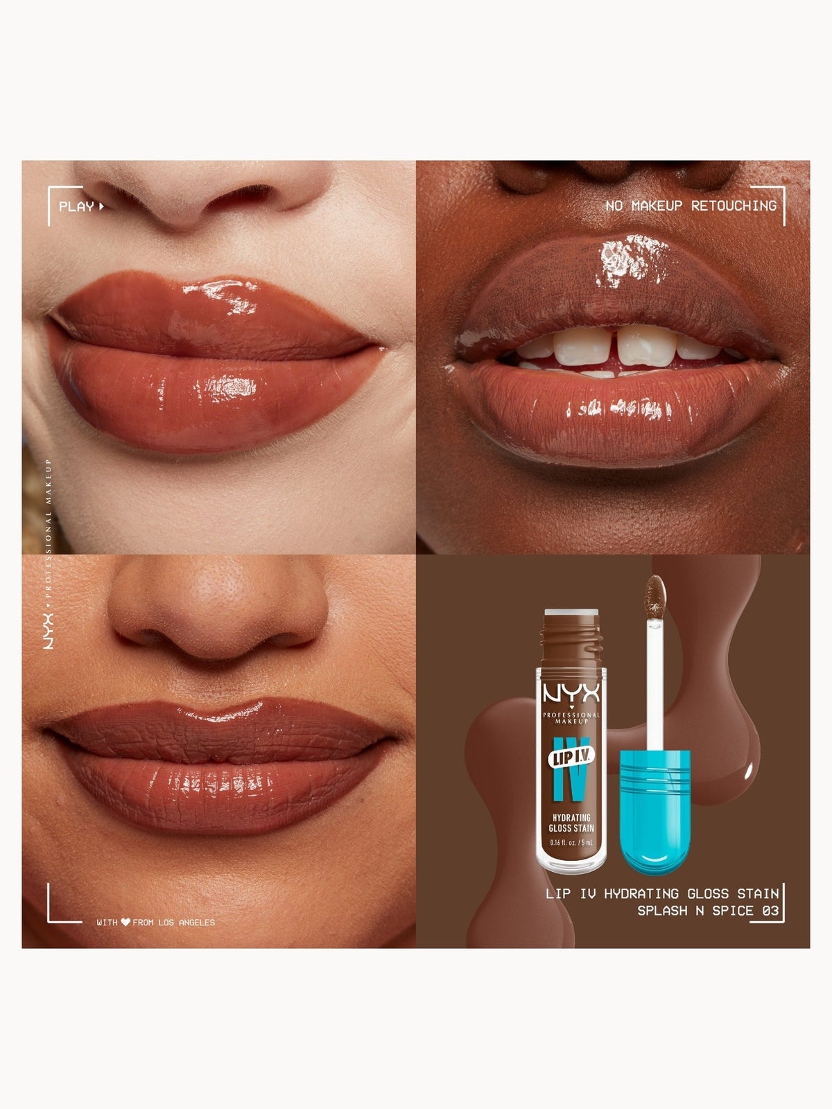 NYX Professional Makeup Lip IV Hydrating Gloss Stain (Various Shades) - Splash N Spice 2