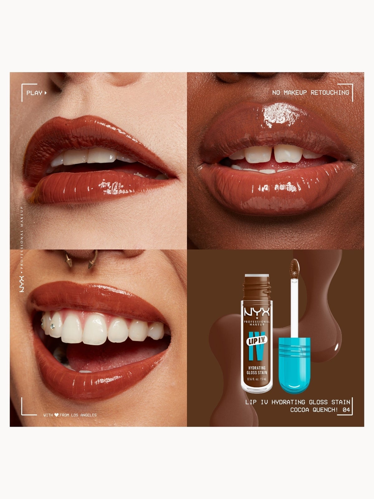 NYX Professional Makeup Lip IV Hydrating Gloss Stain (Various Shades) - Cocoa Quench! 2